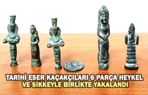 Tarihi eser kaçakçıları 6 parça heykel ve sikkeyle birlikte yakalandı