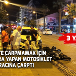 Bisiklete çarpmamak için manevra yapan motosiklet polis aracına çarptı