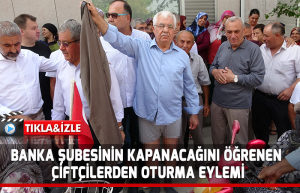 Banka önünde eylem